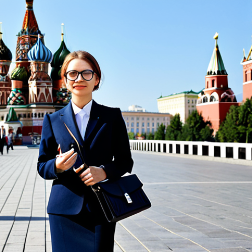 Home 6 **
A professional businesswoman in Moscow, wearing a stylish, fully clothed business suit and glasses, standing in front of St. Basil's Cathedral. She is holding a briefcase. The scene is bright and sunny. Safe for work, appropriate content, fully clothed, professional, perfect anatomy, correct proportions, natural pose, well-formed hands, proper finger count, natural body proportions, high quality, professional photography.
**