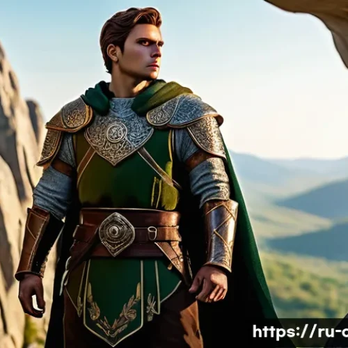 Home 11 유명 캐릭터 제작 비하인드 - **Prompt: Valiant Hero in a Folkloric Landscape**
A valiant young hero, reminiscent of classic R...