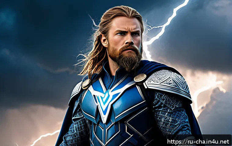 마블 히어로 기원 이야기 - A highly detailed portrait of a modern Marvel superhero inspired by Norse mythology, wearing an intr...