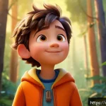 픽사의 스토리텔링 캐릭터 - A vibrant, expressive animated character inspired by Pixar style, featuring a young, curious adventu...
